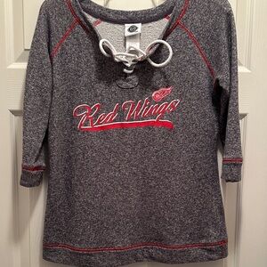 NHL Red Wings Gray and Red Women's Sweater